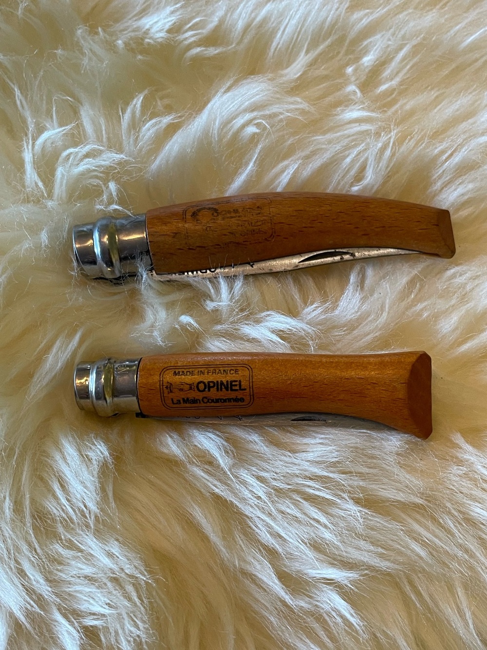 Vintage set of Opinel Carbone Knives ~ No 6 and No 8